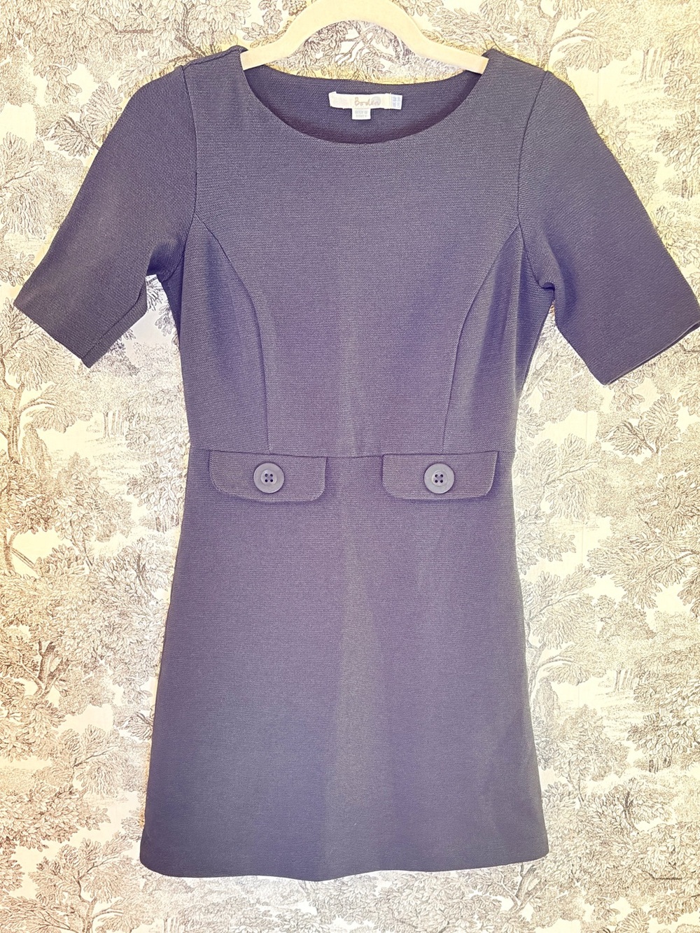 Boden Audrey Ponte Sheath Dress Blue Grey Size 2P Petite Stretch Work